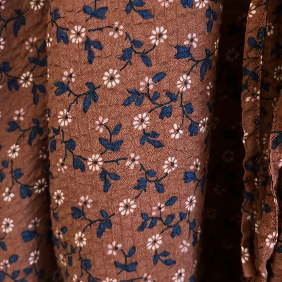 Madewell Brown A-Line Dress with Bishop Sleeves - Picture 2 of 8